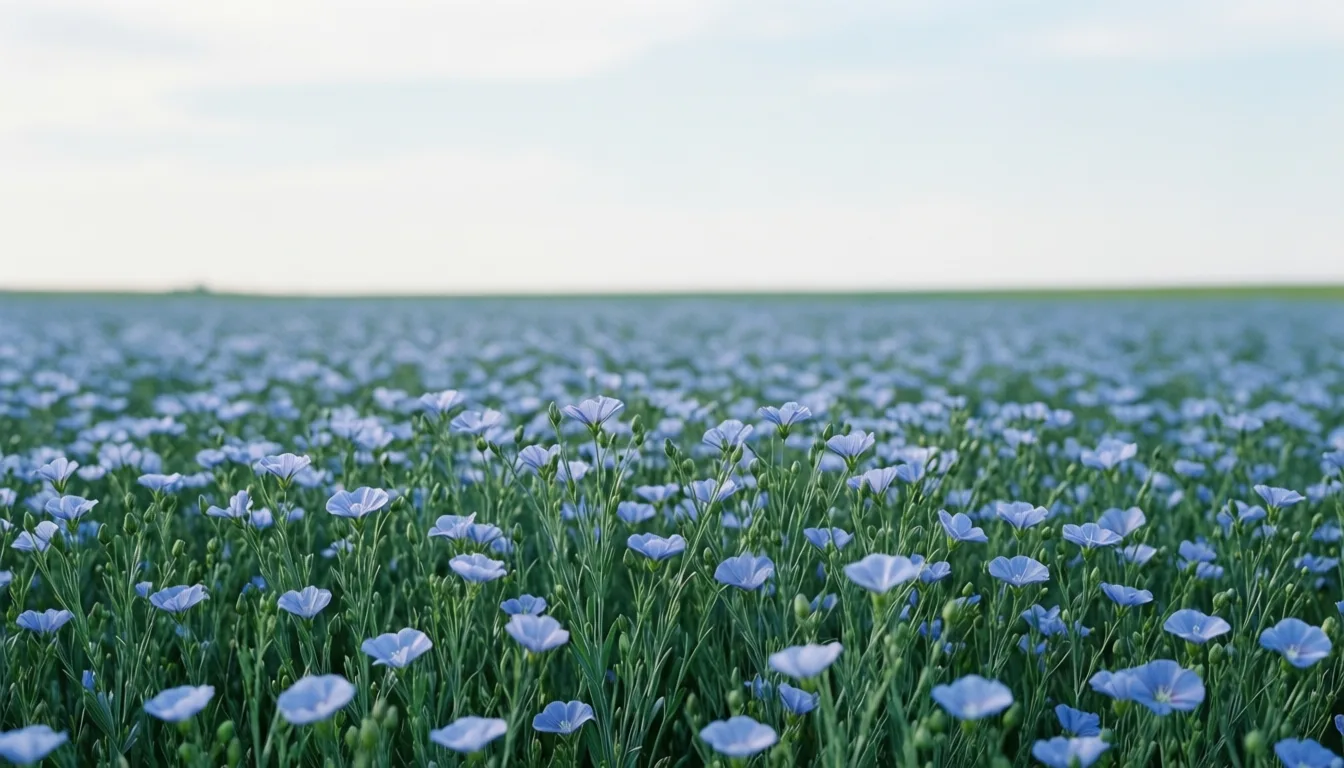 a field of blue-flowering flax plants