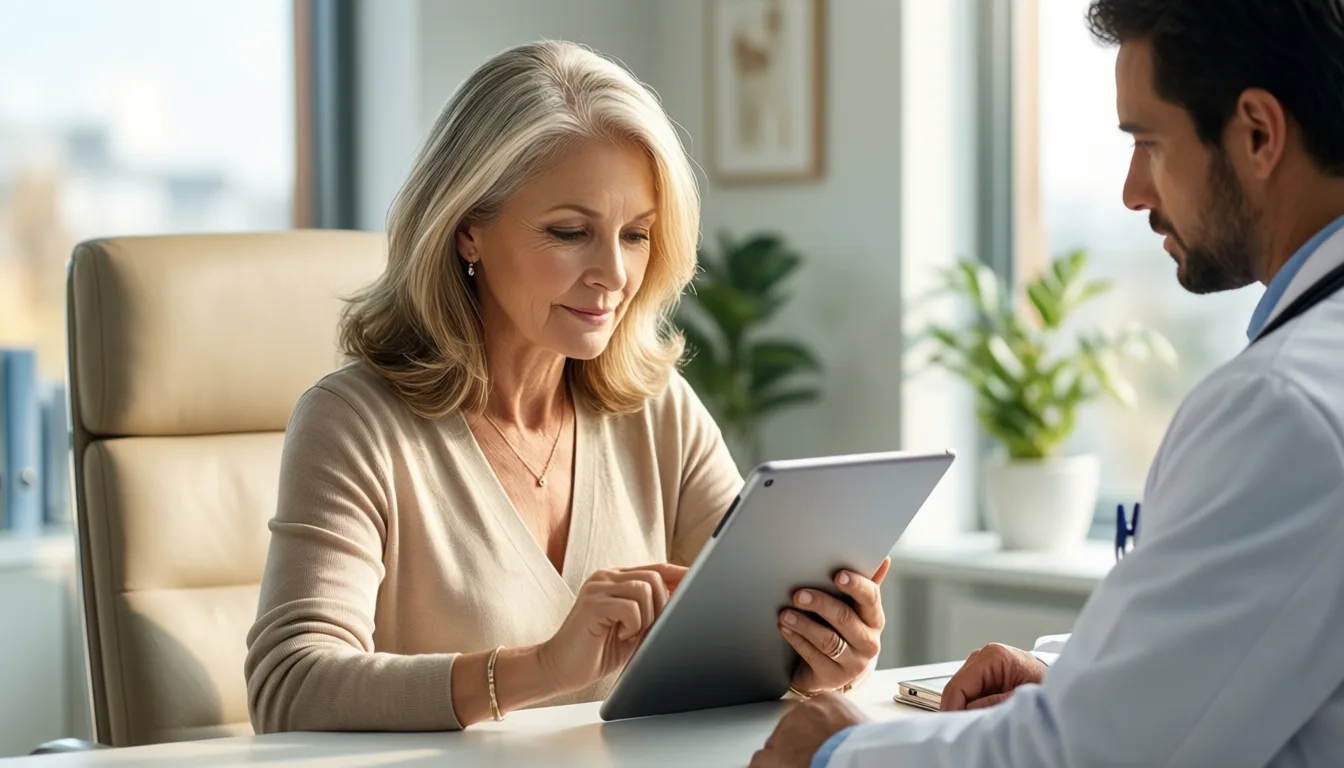 A patient and physician review results together in a clinic