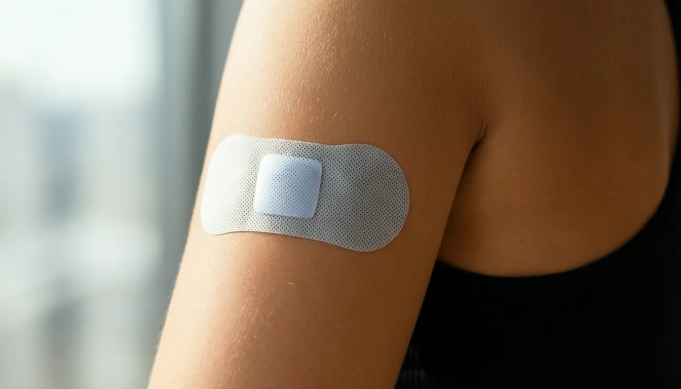 continuous glucose monitor on an arm