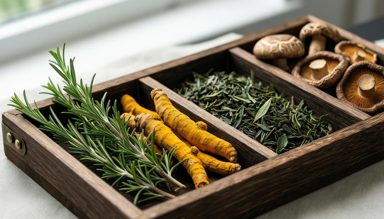Tray of natural botanical samples