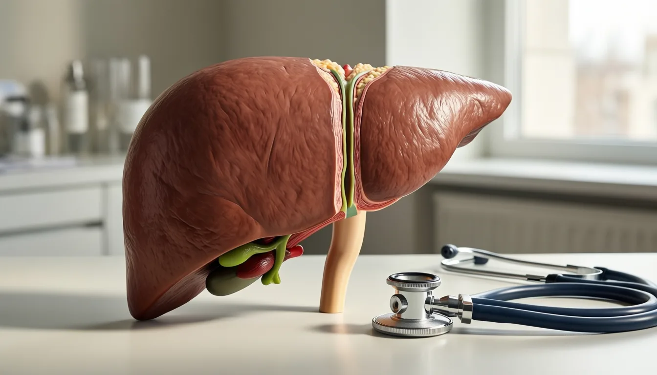 Anatomical liver model on a clinician's desk