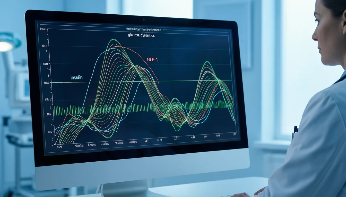 glucose simulation graph on a research monitor
