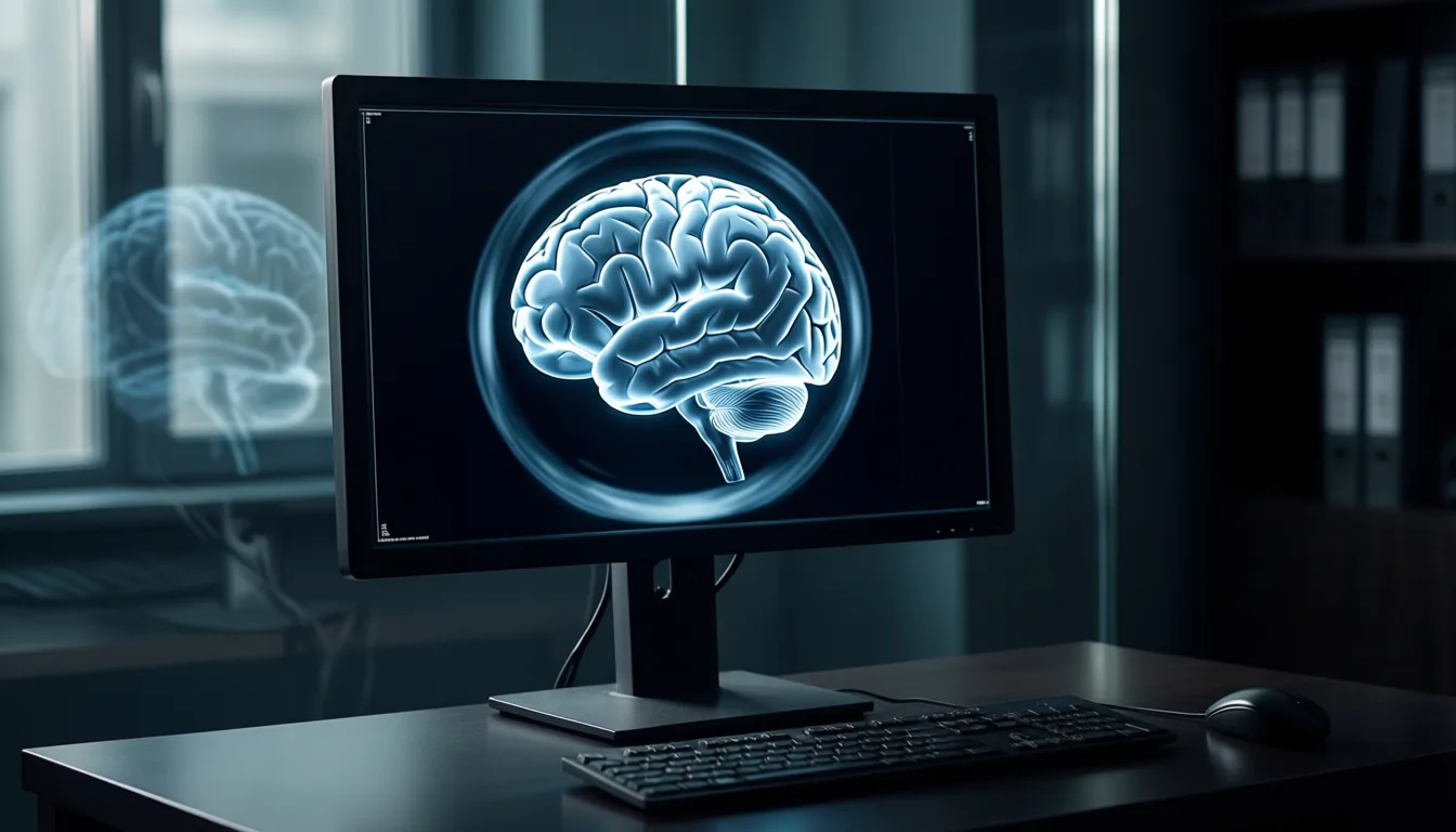 MRI brain scan on a radiologist's display