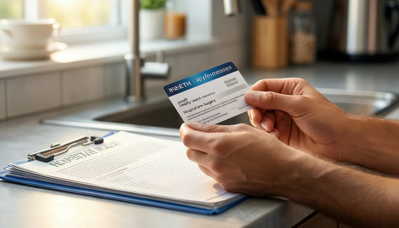 Dental appointment card next to surgical prehab paperwork