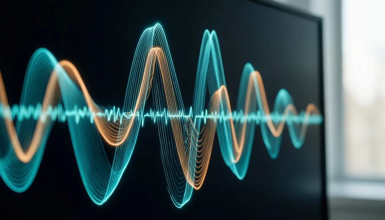 Stylized EEG waveforms on a dark monitor