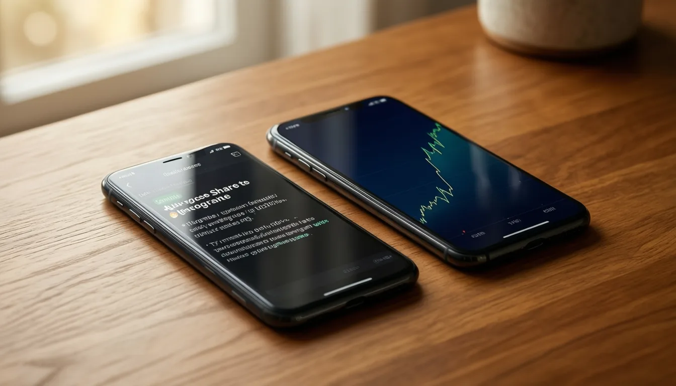 two phones showing shared glucose monitoring data
