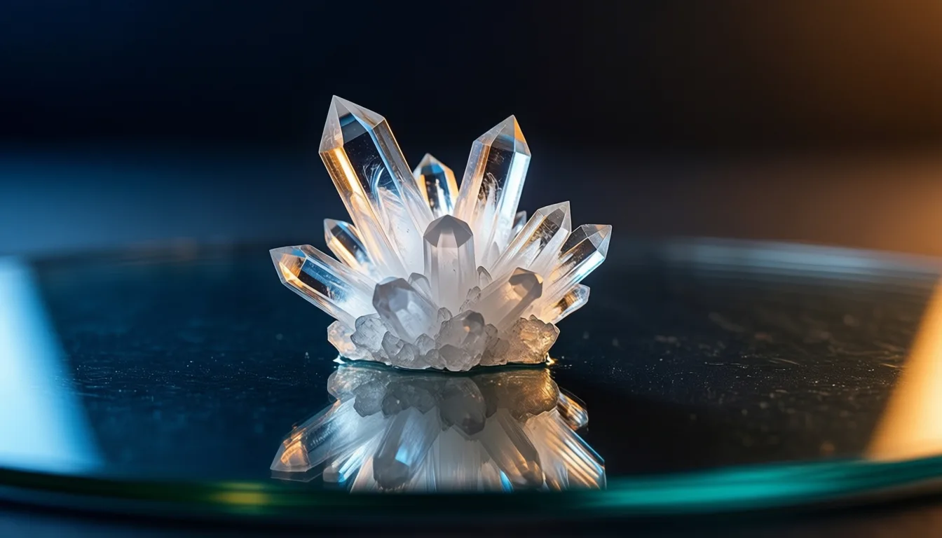 Macro image of a crystalline drug compound on dark glass