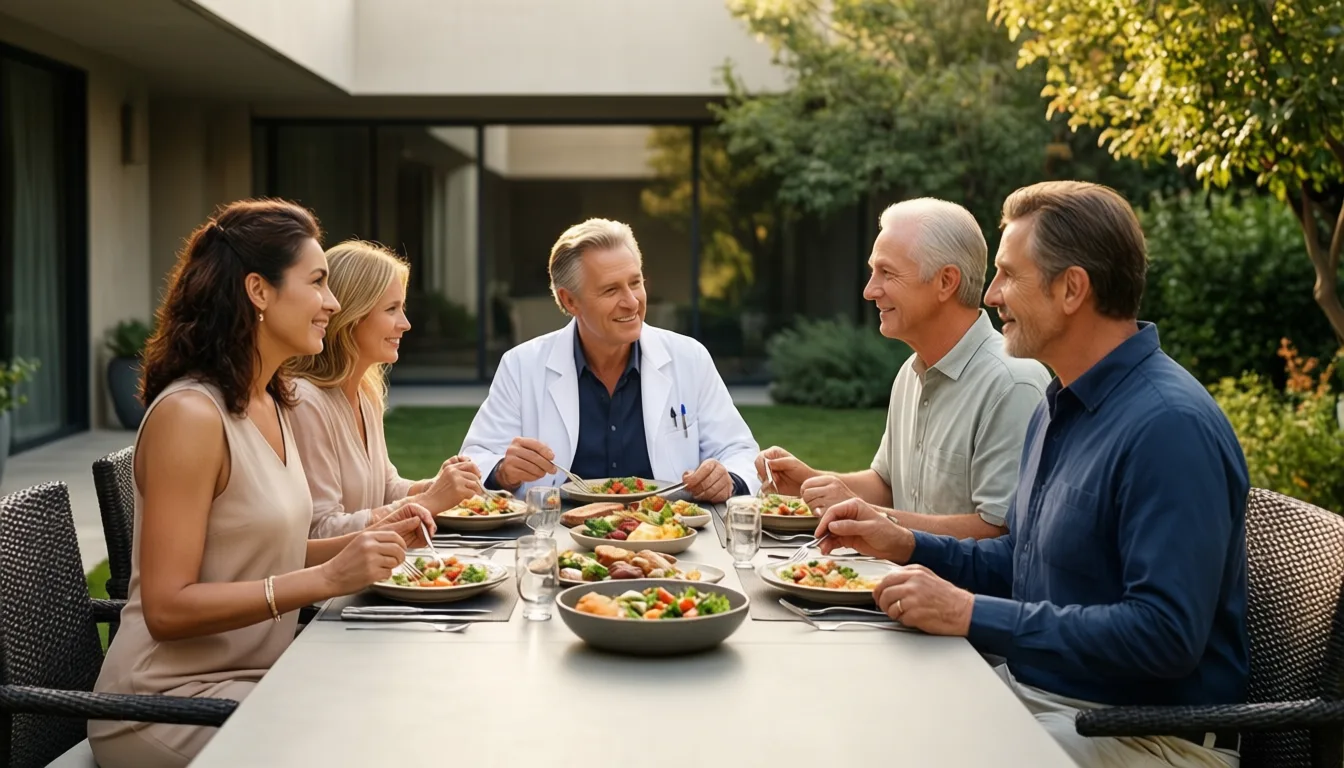 multigenerational family sharing a meal outdoors