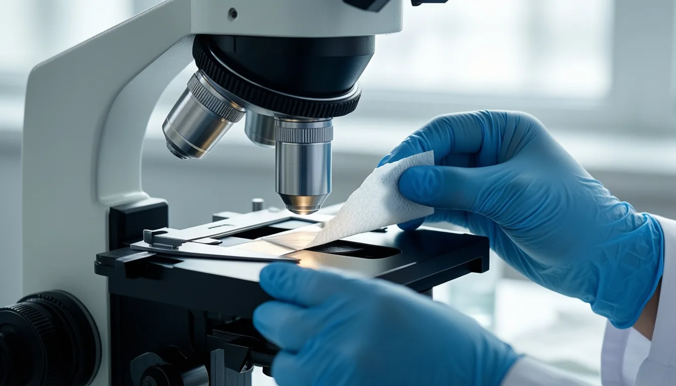 Researcher loading a tissue sample onto a microscope