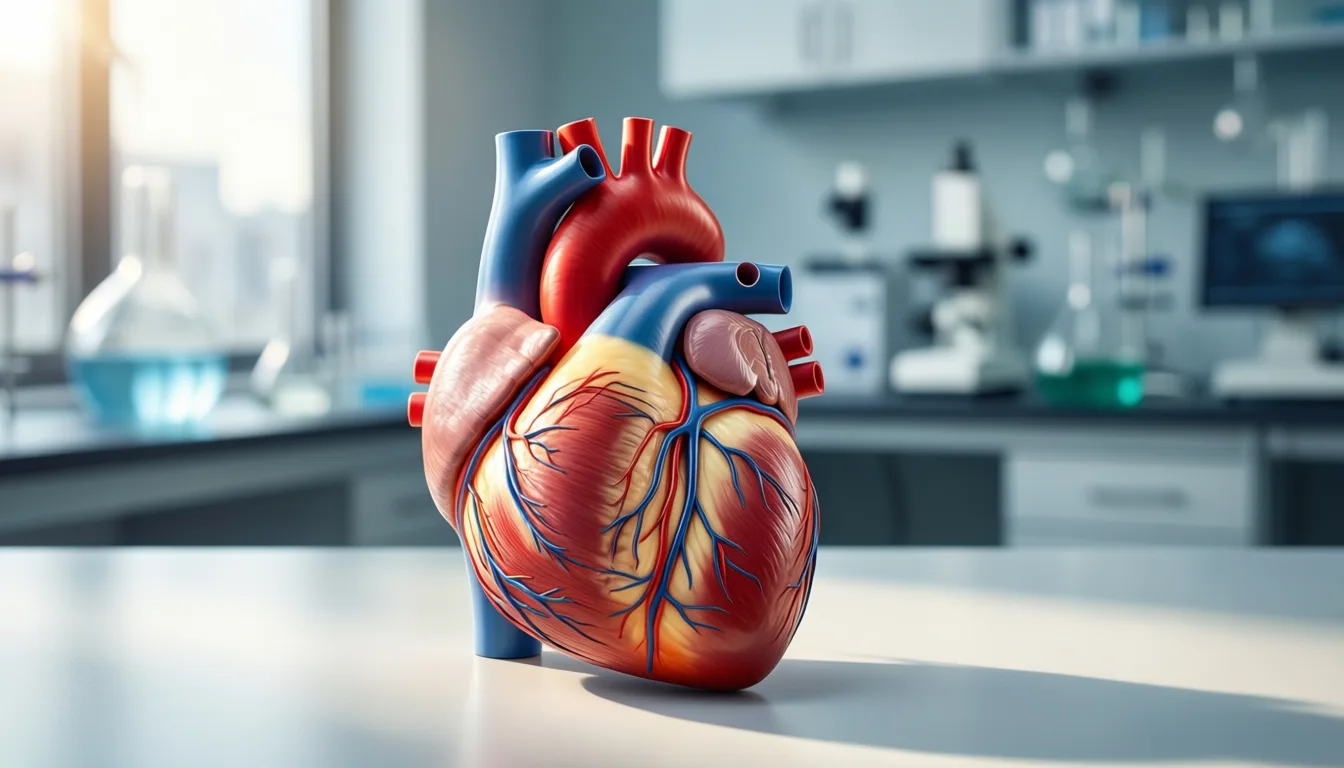 A heart model on a laboratory desk